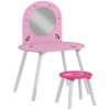 Kids Dressing Table with Mirror and Stool, Girls Vanity Set for Kids Room, Bedroom, Nursery, for Ages 3–6 Years, Pink