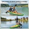 Tabla Paddle Surf Hinchable SUP Extra Largo de 335 cm con Asiento Remo Convertible Aletas Bomba y Mochila Carga 180 kg