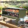 Portable BBQ Grill, Charcoal Barbecue Grill with Adjustable Grates, Foldable Legs, Side Shelf for Camping Travel, Green