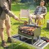 Portable BBQ Grill, Charcoal Barbecue Grill with Adjustable Grates, Foldable Legs, Side Shelf for Camping Travel, Green