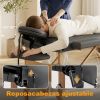 Camilla Masaje Plegable de Madera de 3 Zonas con Altura Respaldo Reposacabezas Ajustables Brazos 215x60x62-89 cm Gris